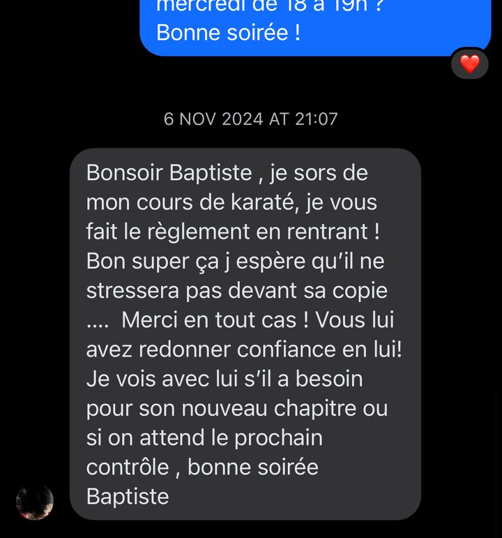 Message de parent : vous lui avez redonné confiance en lui